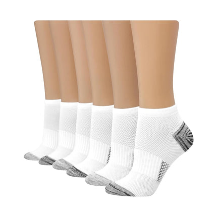 Hanes Chaussettes Courtes Respirantes Légères pour Femme, Paquet de 6 Paires, Blanc Basique, Pointure : 35-40