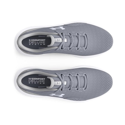 Under Armour Men's Charged Surge 4, Comfortable Men's Runners with Breathable Mesh Upper Design, Durable and Responsive Running Shoes,Steel / Mod Gray / White,10