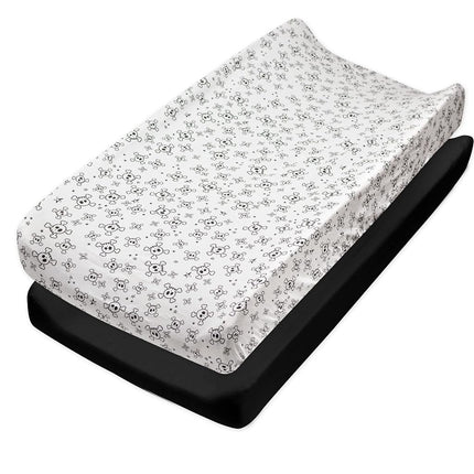 HonestBaby Baby Organic Cotton Changing Pad Covers (Set of Two) Winter Accessory, Tossed Skulls/Black, One Size