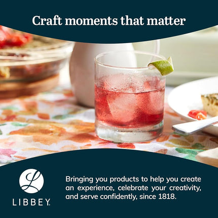 Libbey Heavy Base Rocks Cocktail Glasses Set, Clear Whiskey Glasses Set of 4 with Weighted Base and Simple Lines, 11-Ounce, Reusable, Recyclable, Round, Home, Cocktail Party, Cold Drinks