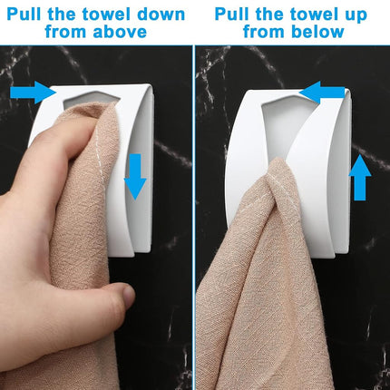 BOAO 4 Pcs Self Adhesive Towel Hook Holder Grabber Stainless Steel Kitchen Dish Towel Hook Wall Mount Non Drilling Hangers Rack Hand Tea Holders for Bathroom Accesories Kitchen Gadgets(White)
