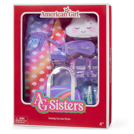 American Girl, AG Sisters Staying Up Late Styles Doll Clothes for 14.5 Inch Dolls, Pack of 8, for Ages 4+, Multi-Colour