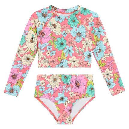 Ensemble de bain 2 pièces pour filles Kanu Surf, manches longues, anti-UV UPF 50, Tina Coral, 4