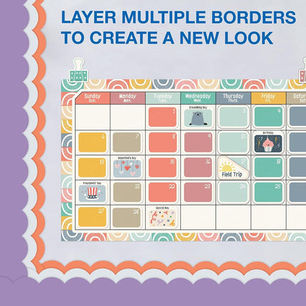 Carson Dellosa 65Ft of Lavender Bulletin Board Borders, 1 Roll of Lilac Scalloped Trim for Rolling Whiteboard, Cork and Posterboard, Pastel Purple Party, Easter, Spring Decorations and Classroom Decor
