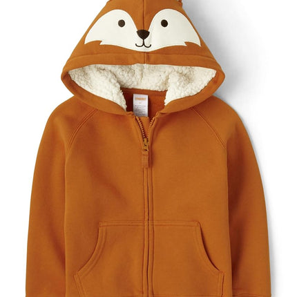 Gymboree y Sudadera con Capucha y Cremallera de Manga Larga para Niños Pequeños, Zorro Amigable, 5T