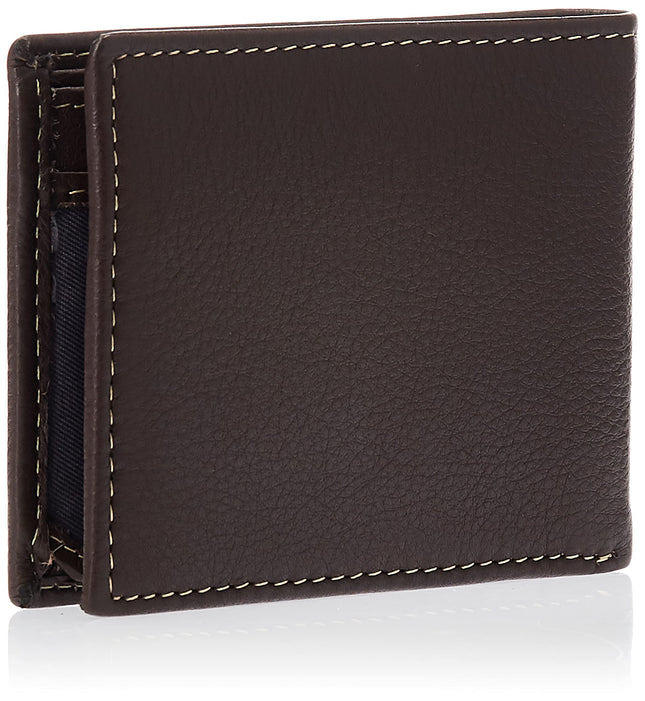 Timberland Cartera plegable doble (bifold) o triple (trifold) híbrida de cuero RFID Wellington para hombre, color marrón, talla única