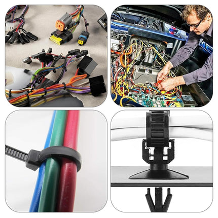 Kandishiex 290Pcs Car Wire Harness Routing Clip Assortment, Push Mount Cable Zip Tie Automotive Wire Clips, 5 Different Sizes Wiring Harness Clip Replacement for Cars Boat Trailer UTV Wrangler