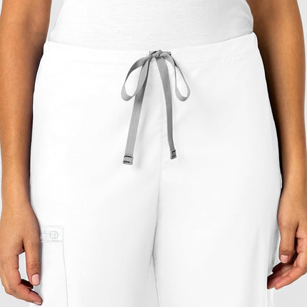 WonderWink Women's Petite Plus Drawstring Cargo Pant-Tall, White, XX-Large Tall
