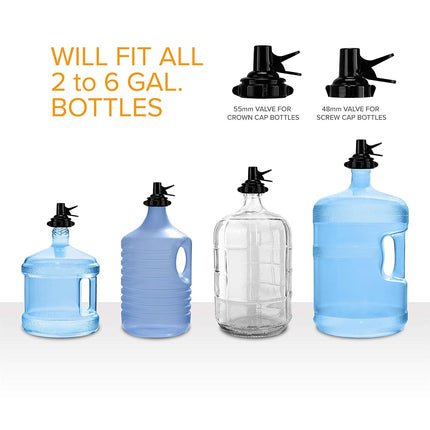 Brio Stainless Steel 3-5 Gallon Water Jug Stand with 2 Dispenser Valves, Rust-Resistant Non Slip Base, BPA Free Fast Flow Spout, Fits 48mm & 55mm Bottles, Black