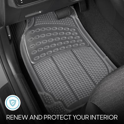 BDK 4-Piece Rubber Transparent Clear Floor Mats Heavy Duty for Front & Rear Car Truck Van SUV, All Weather Protection, Universal Fit