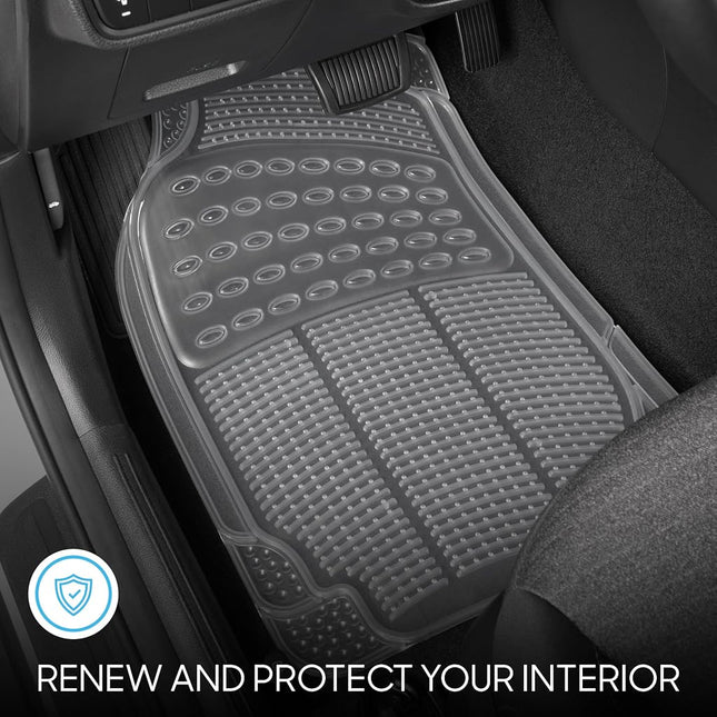 BDK 4-Piece Rubber Transparent Clear Floor Mats Heavy Duty for Front & Rear Car Truck Van SUV, All Weather Protection, Universal Fit