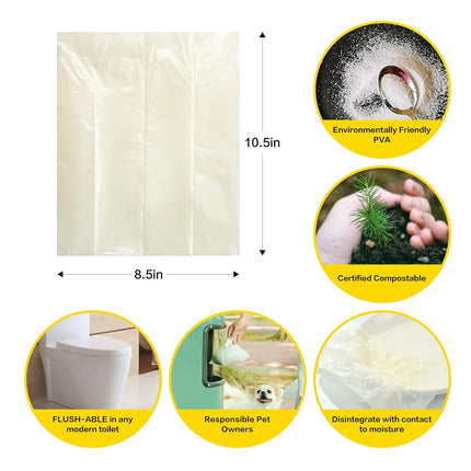Sacs à crottes de chien Doodie Flush - Recharge – 80 sacs à déjections canines biodégradables en rouleaux - Recharge soluble dans l'eau – 100% écologique, jetable dans les toilettes, ultra épais, sacs à déjections compostables