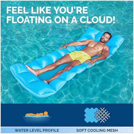 Swimways Comfort Cloud Pool Lounger with Fast Inflation & Headrest Pillow, Oversized Inflatable Pool Floats for Adults