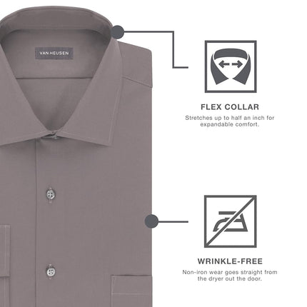 Van Heusen Men's Regular Fit Flex Collar Check Dress Shirt, Soft Lilac, 18.5" Neck 36"-37" Sleeve