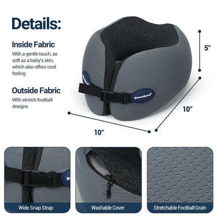 Season Guard Travel Car Airplane Neck Pillow - Memory Foam Head Rest Support Traveling Essentials - Sleeping Neck Cushion Pillows for Adult Kids - Long Flight Air Accessories Gift for Women, A01 Deep