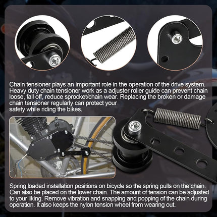 Tensor de cadena sthus Black con resorte para bicicleta motorizada de 49 cc, 66 cc, 80 cc y motor de 2 tiempos