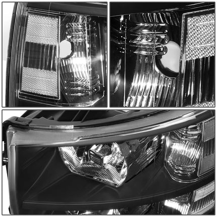 DNA Motoring HL-OH-CSIL07-BK-CL1 Pair of Black Housing Headlights Compatible with 07-13 Silverado 1500/07-14 Silverado 2500 3500 & HD Models