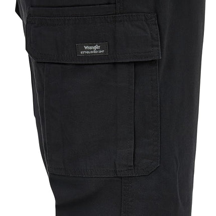 Wrangler Authentics Men's Relaxed Fit Stretch Cargo Pant Casual, Black, 48W x 32L