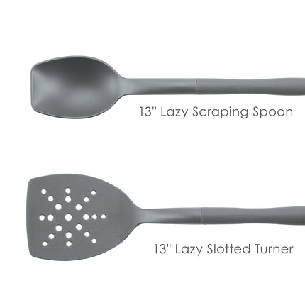 Rachael Ray 47654 2-Piece Lazy Tool Nylon Slotted Turner Set, Gray
