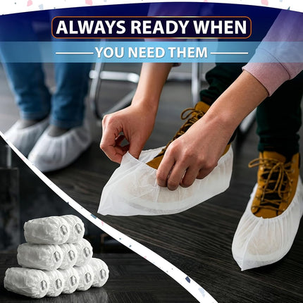 100 Pack Disposable Shoe Covers Sneaker Boot Covers White Shoe Protectors Non Slip Durable Shoe Booties Cover One size(White)