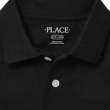 Polo à manches longues en piqué The Children's Place pour garçons, Noir, XXL