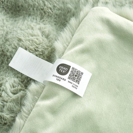 Cozy Bliss Faux Fur Throw Blanket for Couch, Bubble Plush Blanket Twin Size, Fuzzy Soft & Thick Blanket for Bed Sofa Living Room, 152.4 x 203.2cm Sage Green