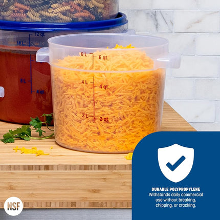 Carlisle FoodService Products StorPlus Round Food Storage Container for Serving and Storing Hot or Cold Food, 6 Qt, 1 Count, Translucent
