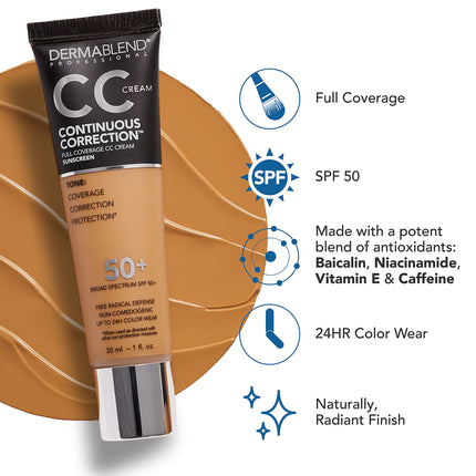 Dermablend Continuous Correction CC Cream SPF 50, 85N Deep