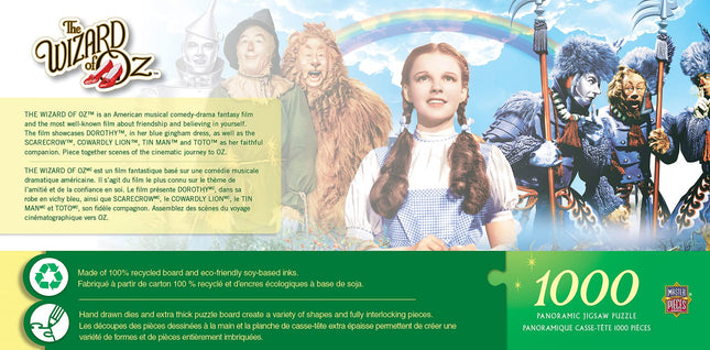 MasterPieces Wizard of Oz Puzzle 1000 Piece Panoramic Jigsaw - Official Licensed Classic Movie Artwork, Emerald City Scene, Premium Random Cut Pieces, Matte Finish Display Collectible