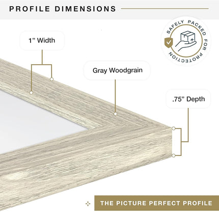 MCS Studio Gallery 19.75x27.5 Poster Frame Grey Woodgrain, Vertical & Horizontal Wall Hanging Large Picture Frame for Photos, Posters & Art Prints (1-Pack)