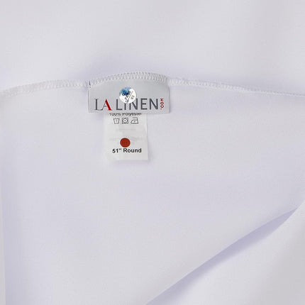 LA Linen Poplin Round Tablecloth, Polyester, White, 51-Inch