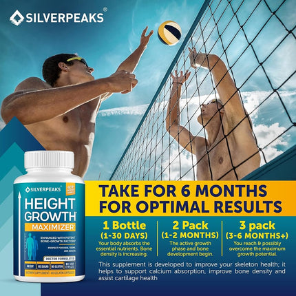 Height Growth Maximizer - Natural Height Pills to Grow Taller - Made in USA - Growth Pills with Calcium for Bone Strength - Get Taller Supplement That Increases Bone Growth - Free of Growth Hormone