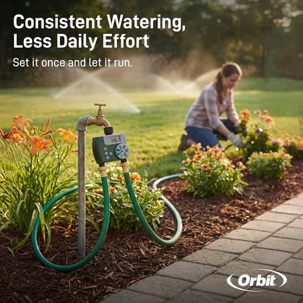 Orbit 58910 Programmable Hose Faucet Timer, 2 Outlet, Green