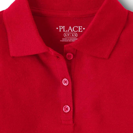 Lot de 3 polos piqués à manches courtes The Children's Place pour filles, couleur rubis, taille M