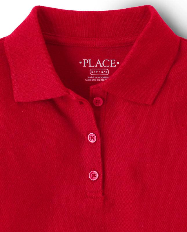 The Children's Place Girls' Multipack Short Sleeve Pique Polos, Ruby 3-Pack, X-Small