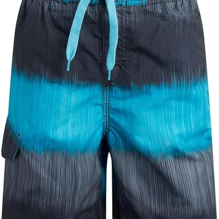 Kanu Surf Boys' Reflection Quick Dry UPF 50+ Beach Swim Trunk, Zipline Black/Aqua, 7