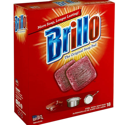 Brillo Steel Wool Soap Pads, Long Lasting, Original Scent Cleaning, 18 Count (Original, 18 Count (Pack of 1))