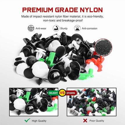 Nilight 425 Pcs Car Retainer Clips Fastener Remover Tailgate Handle Rod Clip - 19 Most Popular Sizes Auto Push Pin Rivets Set - Compatible with GM Ford Toyota Honda Chrysler