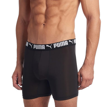 PUMA Men's 3 Pack Athletic Fit Boxer Briefs, Puma Black, S