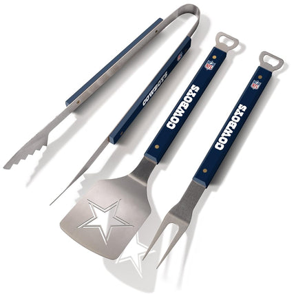 YouTheFan NFL Dallas Cowboys Spirit Series, Set de 3 ustensiles de barbecue, Acier inoxydable, 55,8 cm x 22,8 cm