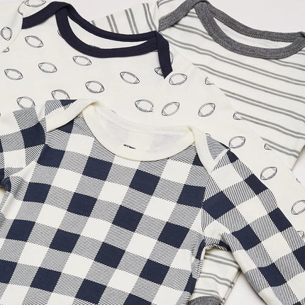 Hudson Baby Long Sleeve Bodysuits, Football 5Pk, 0-3 Months (3M)