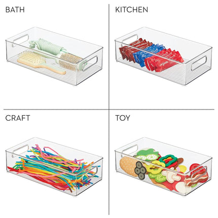 InterDesign 70530 Refrigerator and Freezer Storage Organizer Bins for Kitchen, 8" x 4" x 14.5", Clear Large