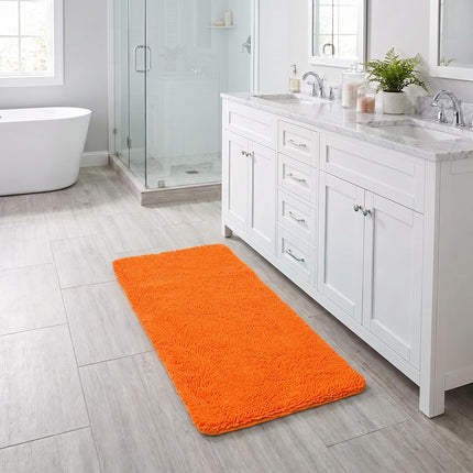 Tapis de bain shaggy en mousse à mémoire de forme Bedford Home, 60 x 150 cm, orange