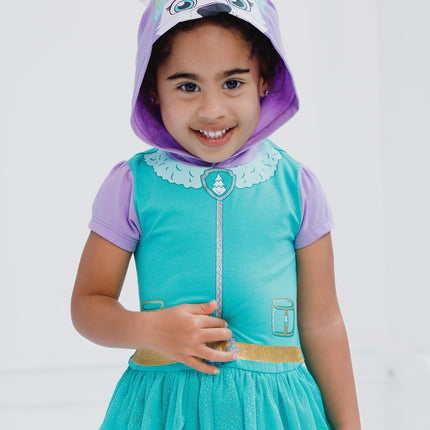 Paw Patrol Girls Hooded Cosplay T-Shirt Dress and Leggings Outfit Set Toddler to Little Kid Sizes (2T - 7-8), Teal / Everest, 3T
