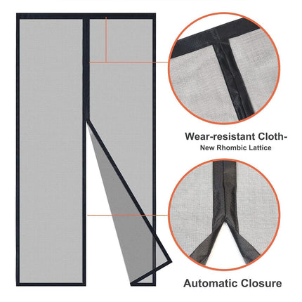 Risareyi Magnetic Fly Screens for Doors in Fiberglass, 100x215cm, Black