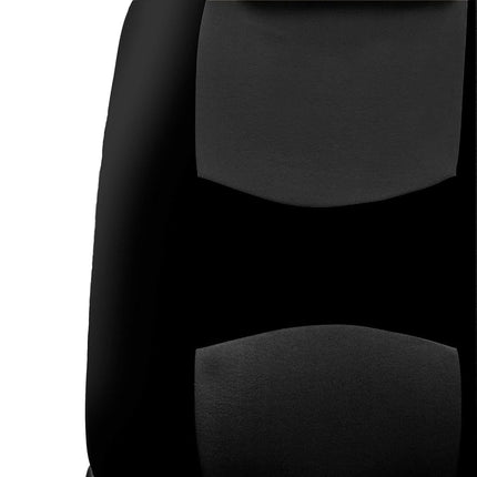 FH GROUP FH-FB050115 + F14403 Full Set Flat Cloth Car Seat Covers with Premium Carpet Floor Mats, Solid Black- Fit Most Car, Truck, Suv, or Van
