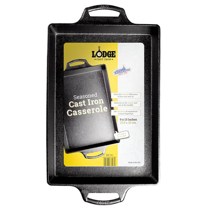 Lodge Cast Iron BW13C Casserole 9 x 13 Inch Size, 