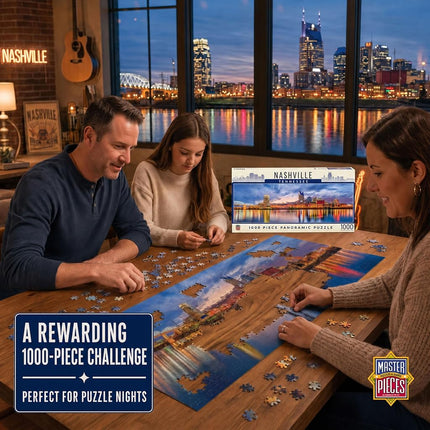 Puzzle de 1000 pièces MasterPieces pour adultes, familles ou jeunes - Nashville Panoramique - 33x99 cm