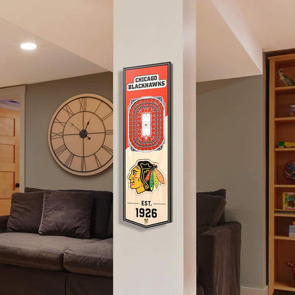 YouTheFan NHL Chicago Blackhawks - United Center 3D Banner, Team Colors, 6" x 19"