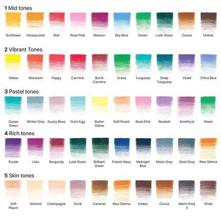 Winsor & Newton Studio Collection Colour Pencil Set, 50 Piece